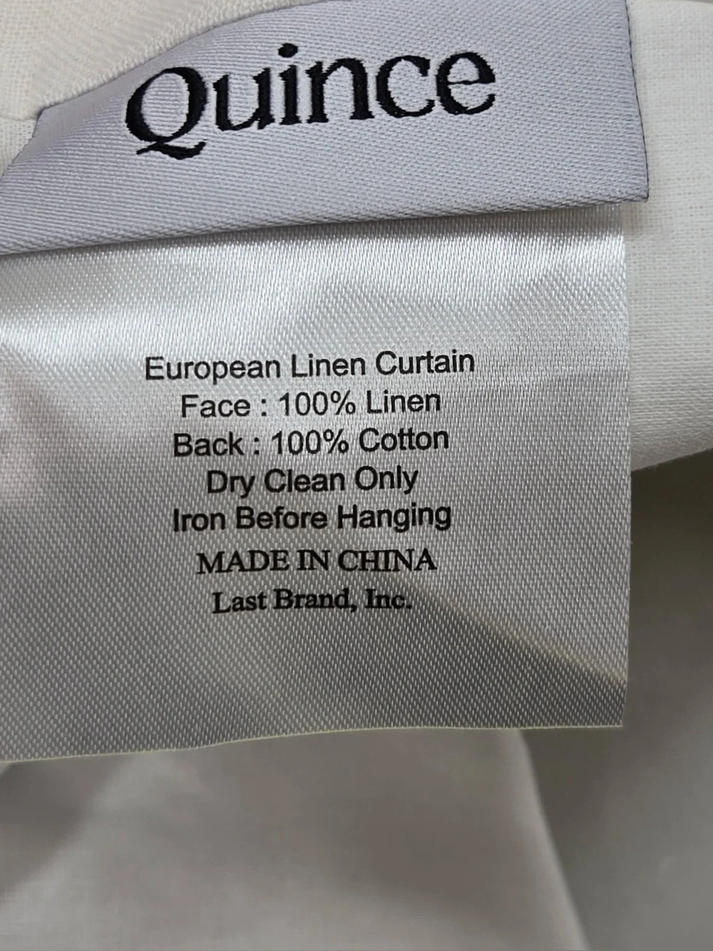 QUINCE Set Of 2 48x84 European Linen Curtains White 0495